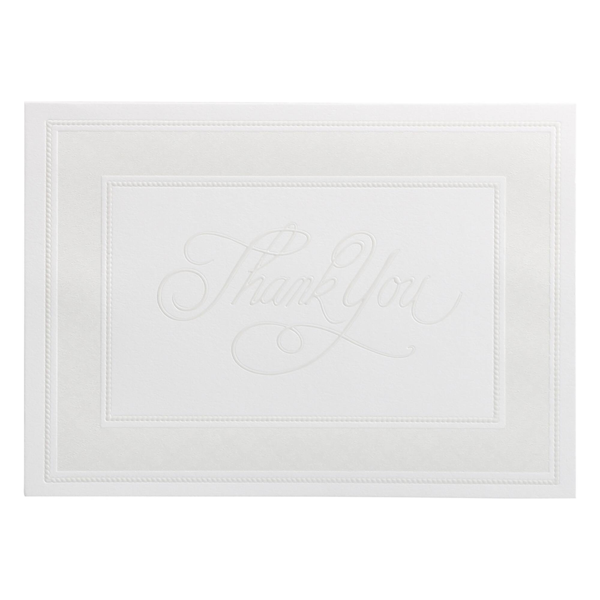 JAM Paper 4.875" x 3.375" Bright White with Pearl Border Thank You Cards & Envelopes Set